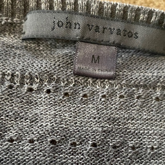 John Varvatos M Gray Striped Men's Sweater - Picture 2 of 6